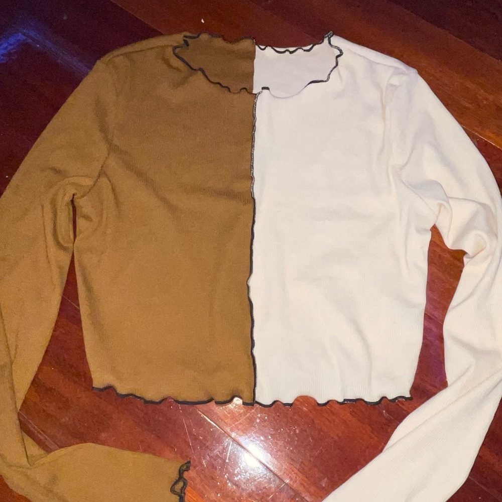 brown and cream crop top